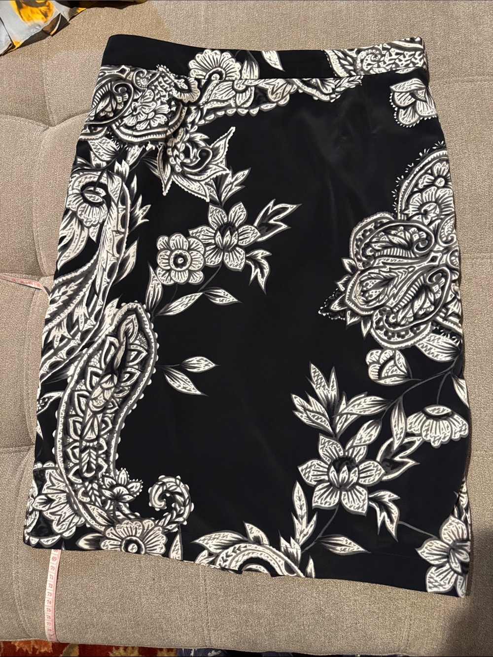 Yoana Baraschi Black Skirt with White Paisley Floral Print